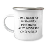 Funny Gifts for Aunty, Christmas Unique Aunty Camping Mug, I Smile Because You Are My Aunty Mugs Gifts from Family - Image 1